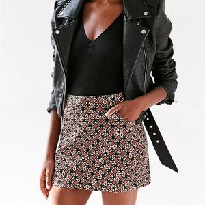 Urban Outfitters BDG Sybale Black, Cream, and Orange Corduroy Mini Skirt